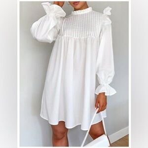 PrettyLittleThing White Long Sleeve Dress